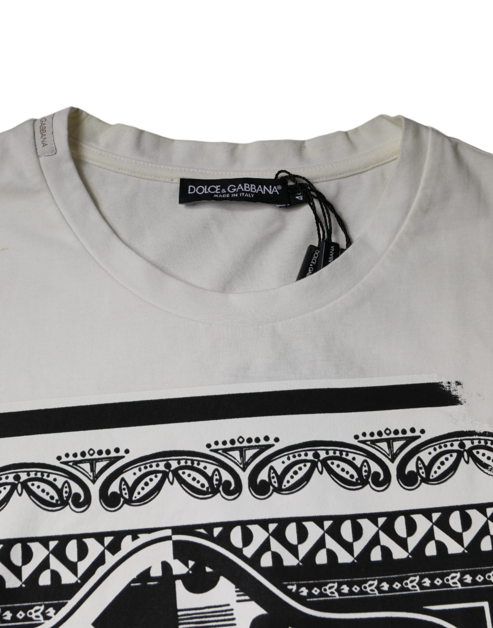 Dolce & Gabbana White Bandana Print Cotton Short Sleeves T-shirt by Dolce & Gabbana