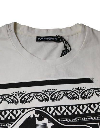 Dolce & Gabbana White Bandana Print Cotton Short Sleeves T-shirt by Dolce & Gabbana