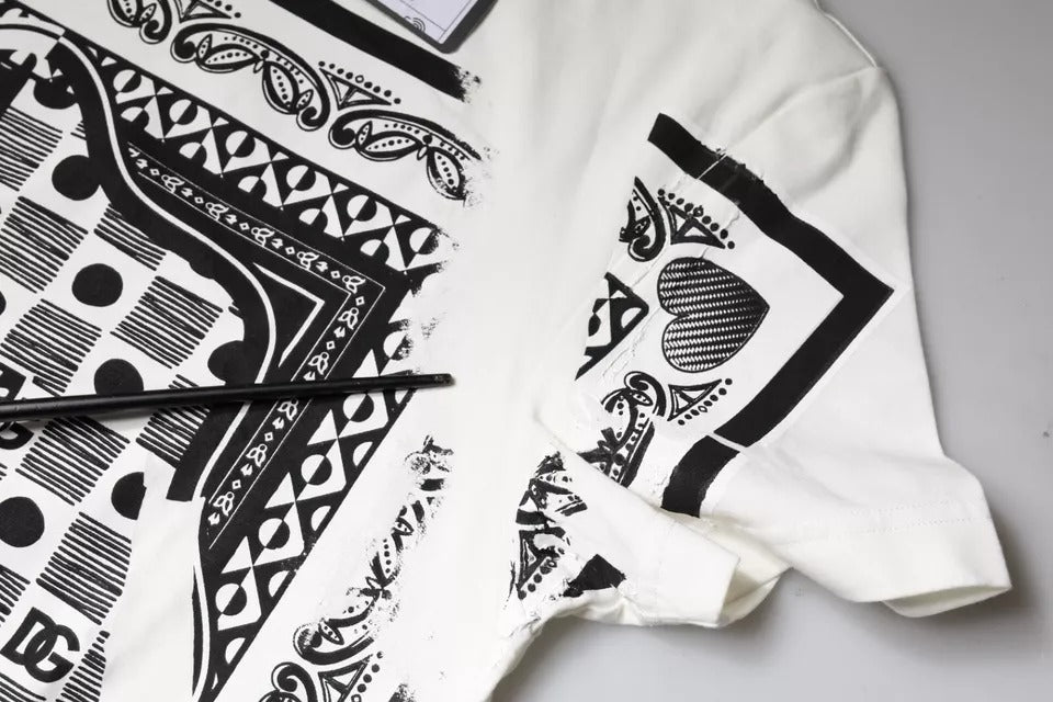 Dolce & Gabbana White Bandana Print Cotton Short Sleeves T-shirt by Dolce & Gabbana