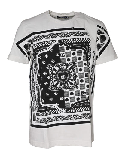 Dolce & Gabbana White Bandana Print Cotton Short Sleeves T-shirt by Dolce & Gabbana