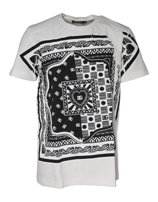 Dolce & Gabbana White Bandana Print Cotton Short Sleeves T-shirt by Dolce & Gabbana