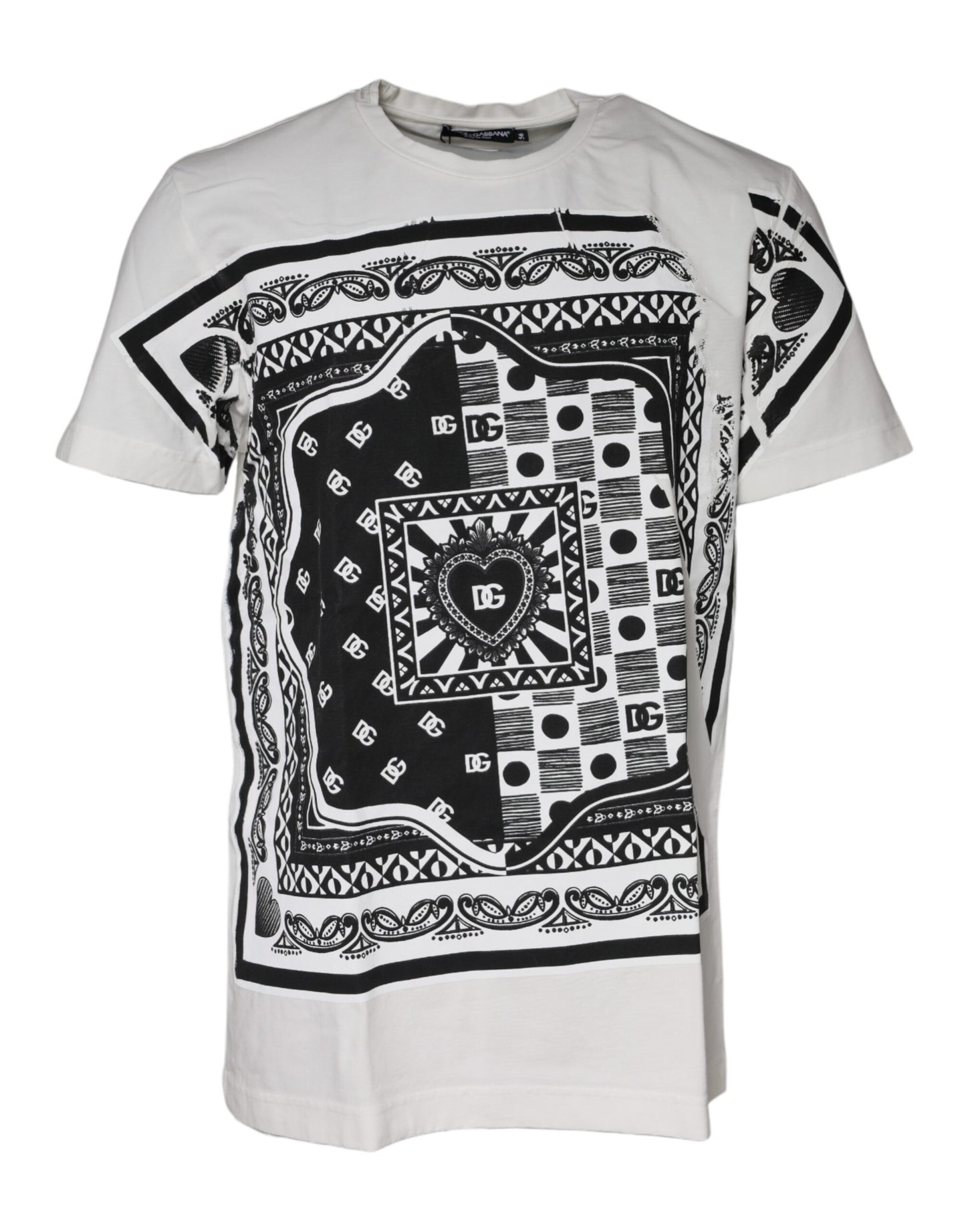 Dolce & Gabbana White Bandana Print Cotton Short Sleeves T-shirt by Dolce & Gabbana