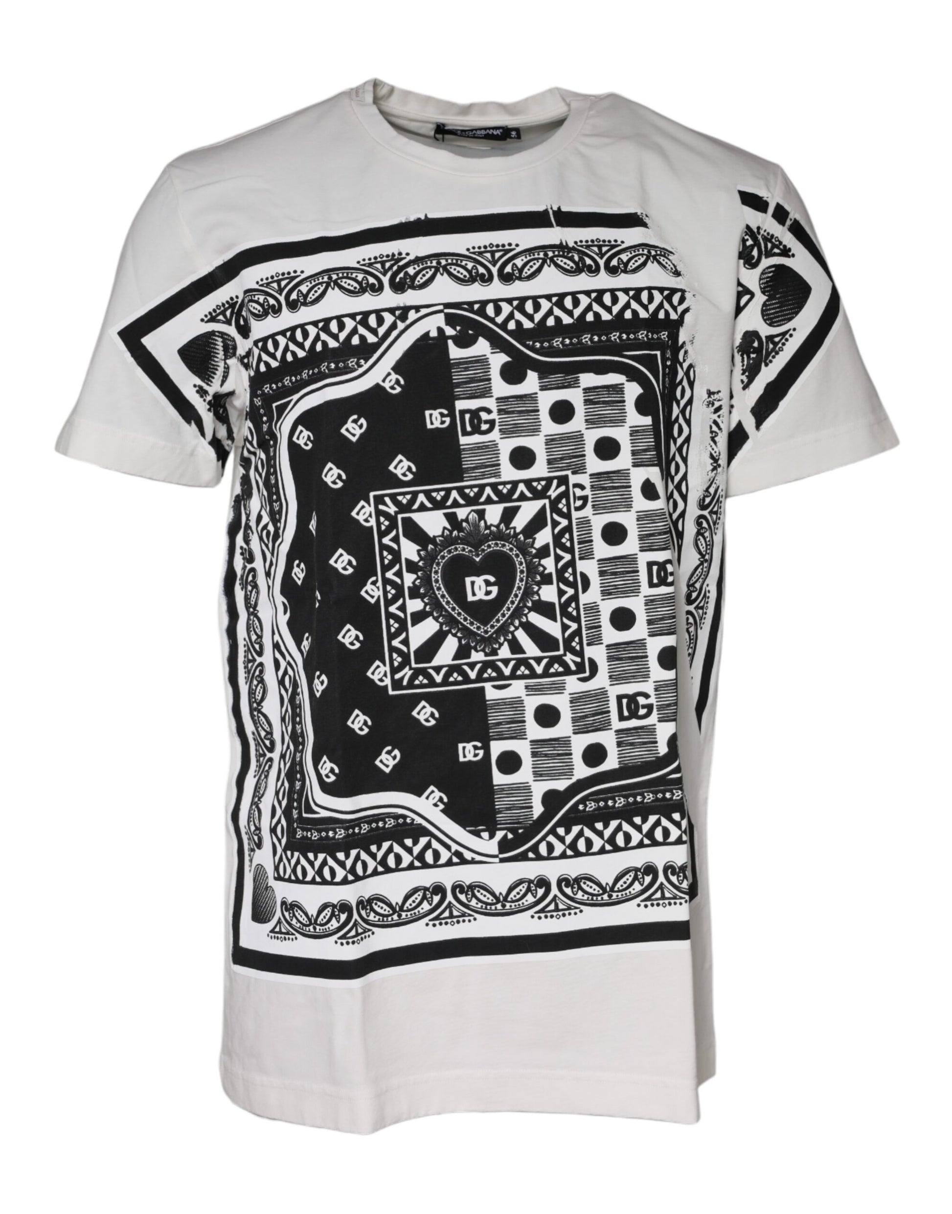 Dolce & Gabbana White Bandana Print Cotton Short Sleeves T-shirt by Dolce & Gabbana