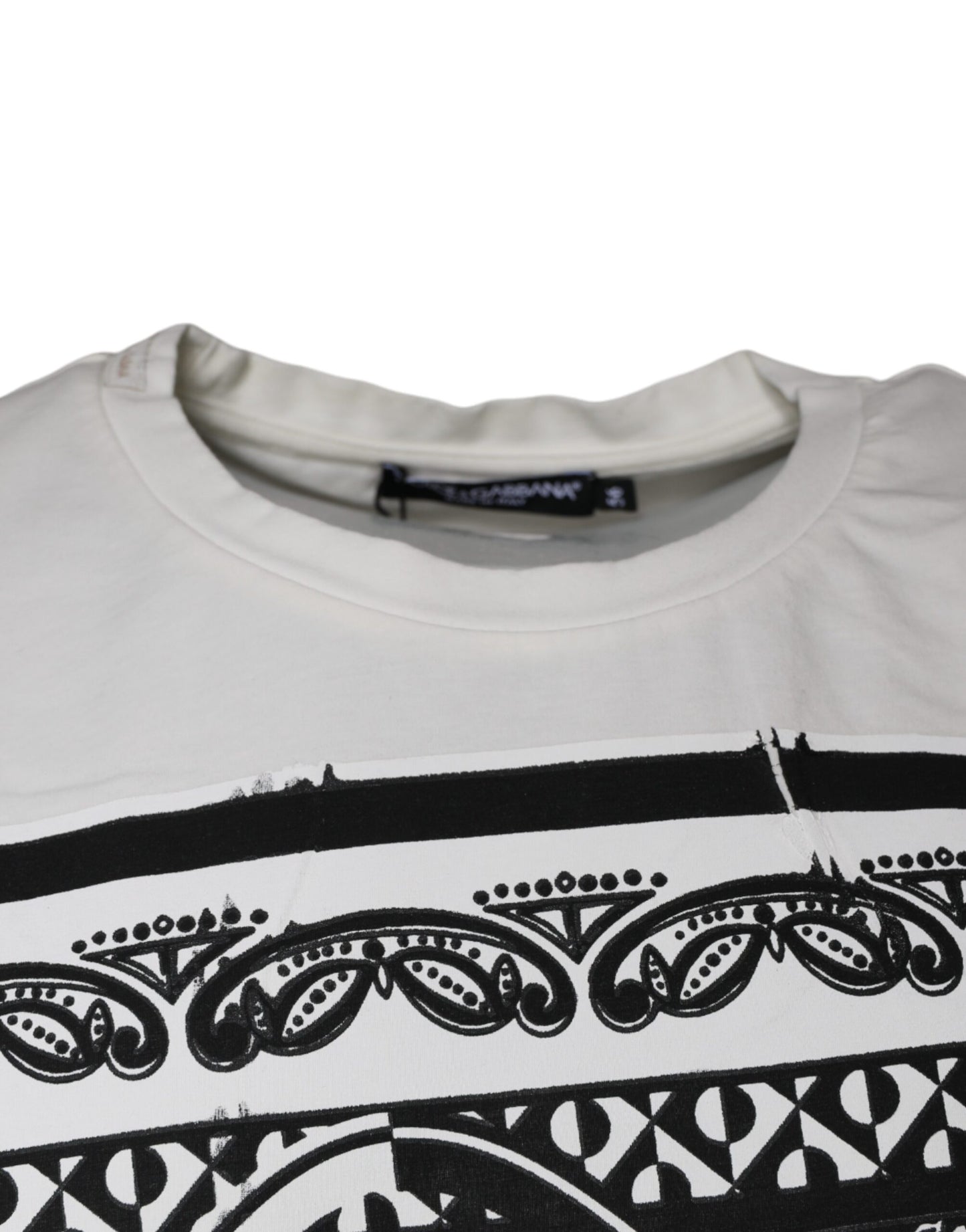 Dolce & Gabbana White Bandana Print Cotton Short Sleeves T-shirt by Dolce & Gabbana