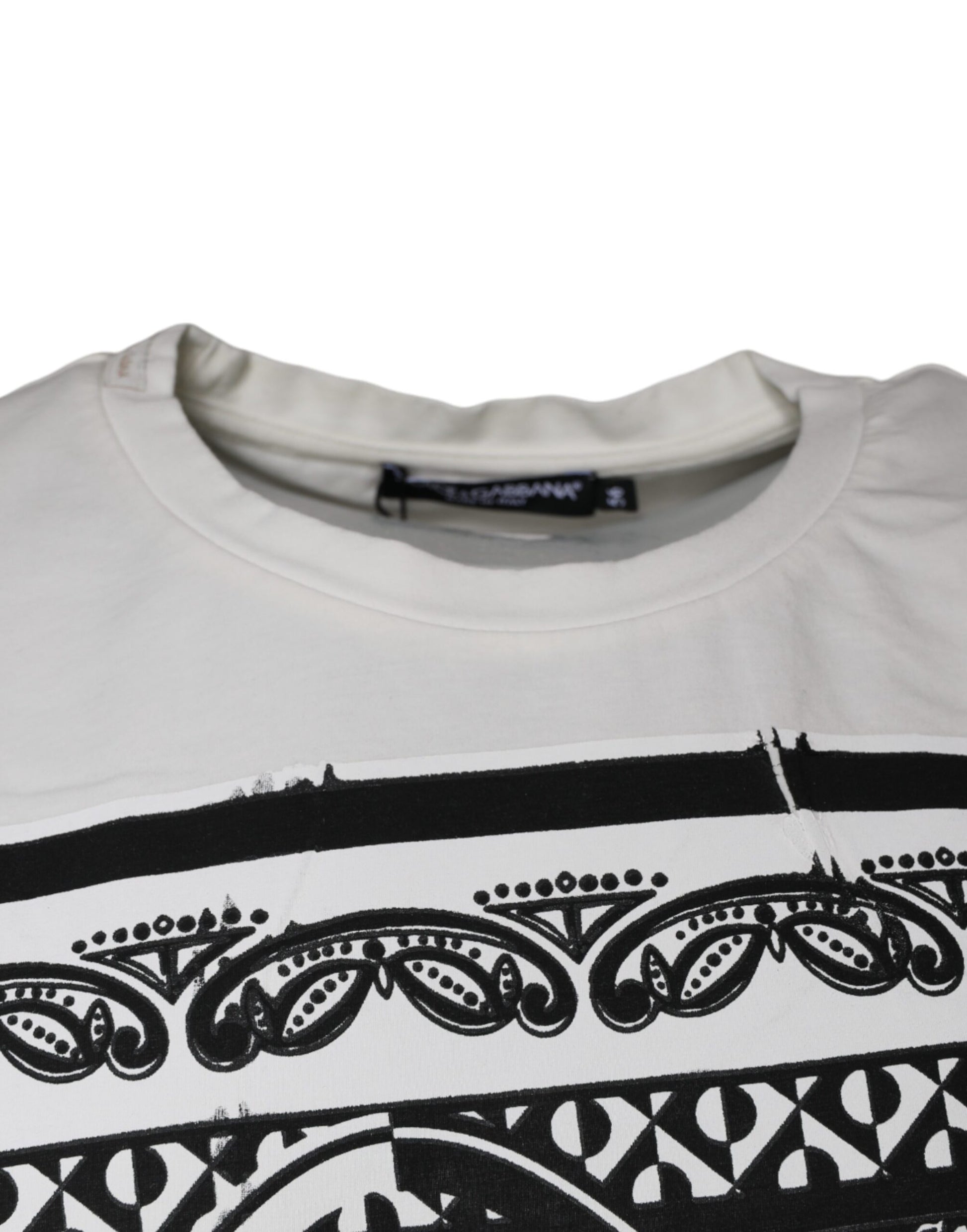 Dolce & Gabbana White Bandana Print Cotton Short Sleeves T-shirt by Dolce & Gabbana