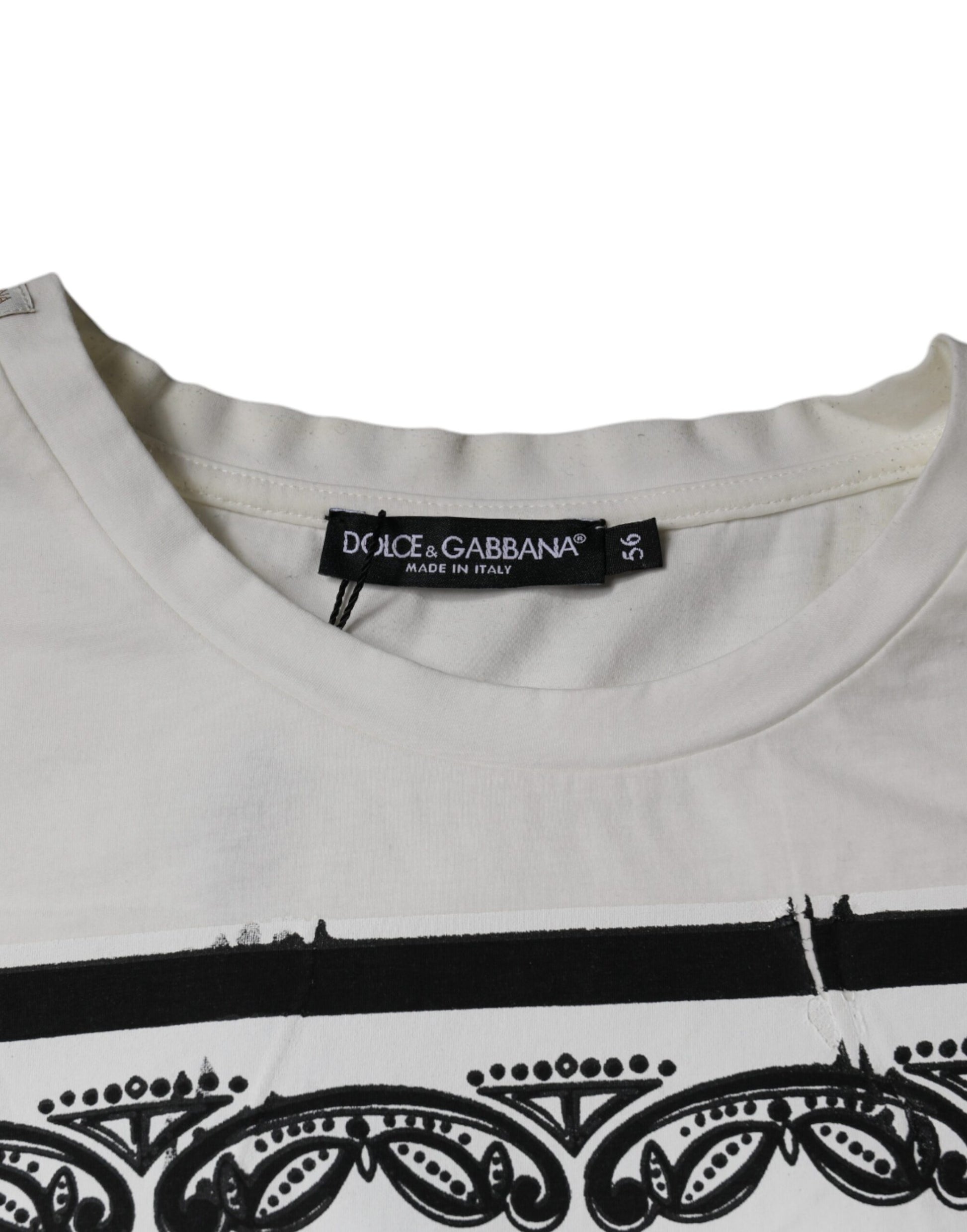 Dolce & Gabbana White Bandana Print Cotton Short Sleeves T-shirt by Dolce & Gabbana