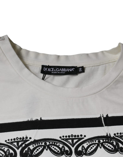 Dolce & Gabbana White Bandana Print Cotton Short Sleeves T-shirt by Dolce & Gabbana