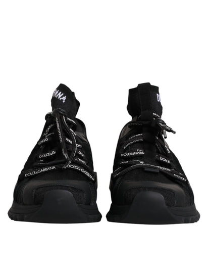 Dolce & Gabbana Black Sorrento Logo Men Sneakers Socks Shoes by Dolce & Gabbana