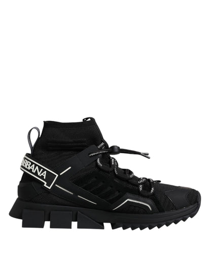 Dolce & Gabbana Black Sorrento Logo Men Sneakers Socks Shoes by Dolce & Gabbana