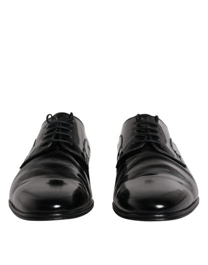 Dolce & Gabbana Black Leather Lace Up Derby Formal Shoes by Dolce & Gabbana