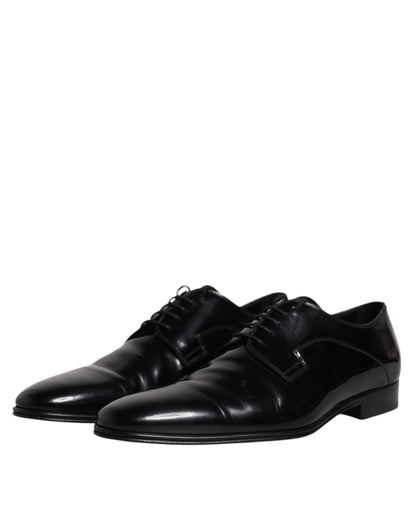Dolce & Gabbana Black Leather Lace Up Derby Formal Shoes by Dolce & Gabbana