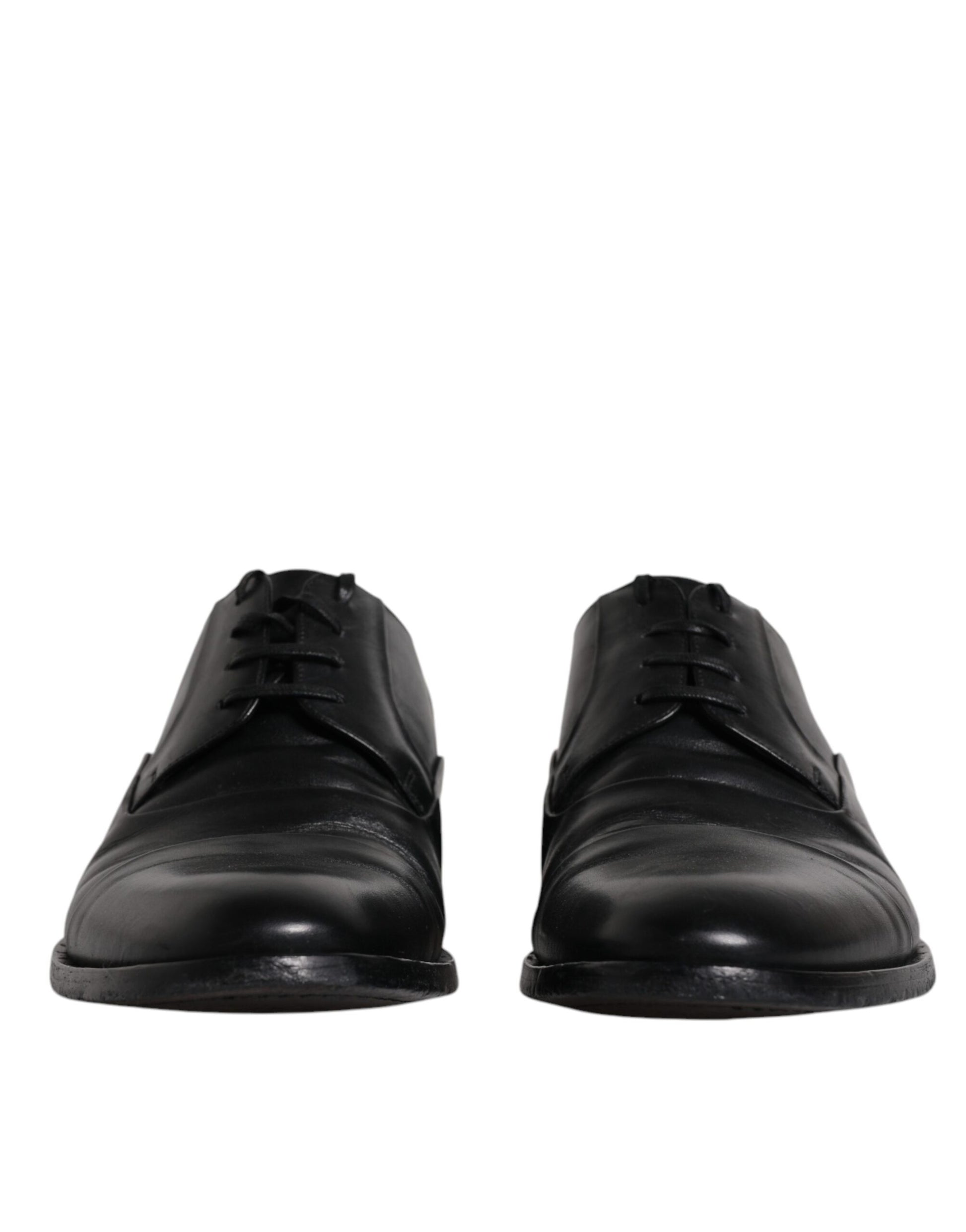 Dolce & Gabbana Black Leather Lace Up Men Derby Formal Shoes by Dolce & Gabbana