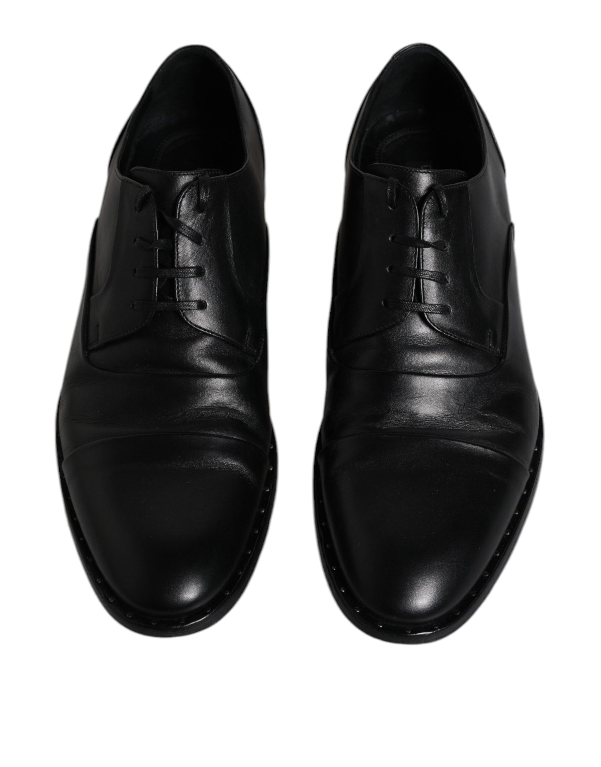 Dolce & Gabbana Black Leather Lace Up Men Derby Formal Shoes by Dolce & Gabbana
