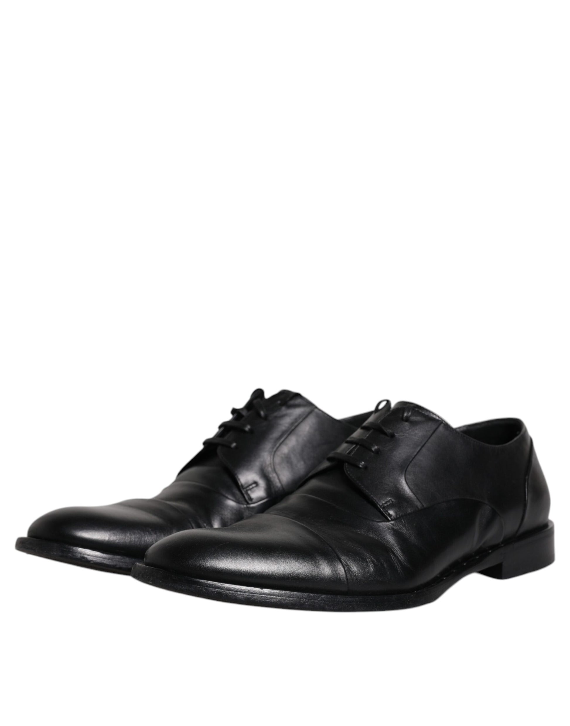 Dolce & Gabbana Black Leather Lace Up Men Derby Formal Shoes by Dolce & Gabbana
