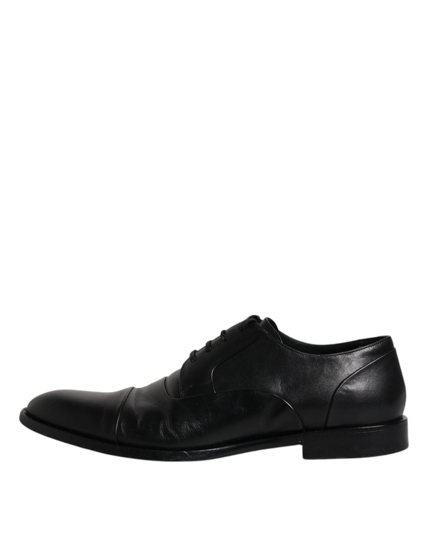 Dolce & Gabbana Black Leather Lace Up Men Derby Formal Shoes by Dolce & Gabbana