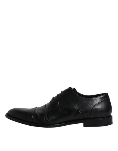 Dolce & Gabbana Black Leather Lace Up Men Derby Formal Shoes by Dolce & Gabbana