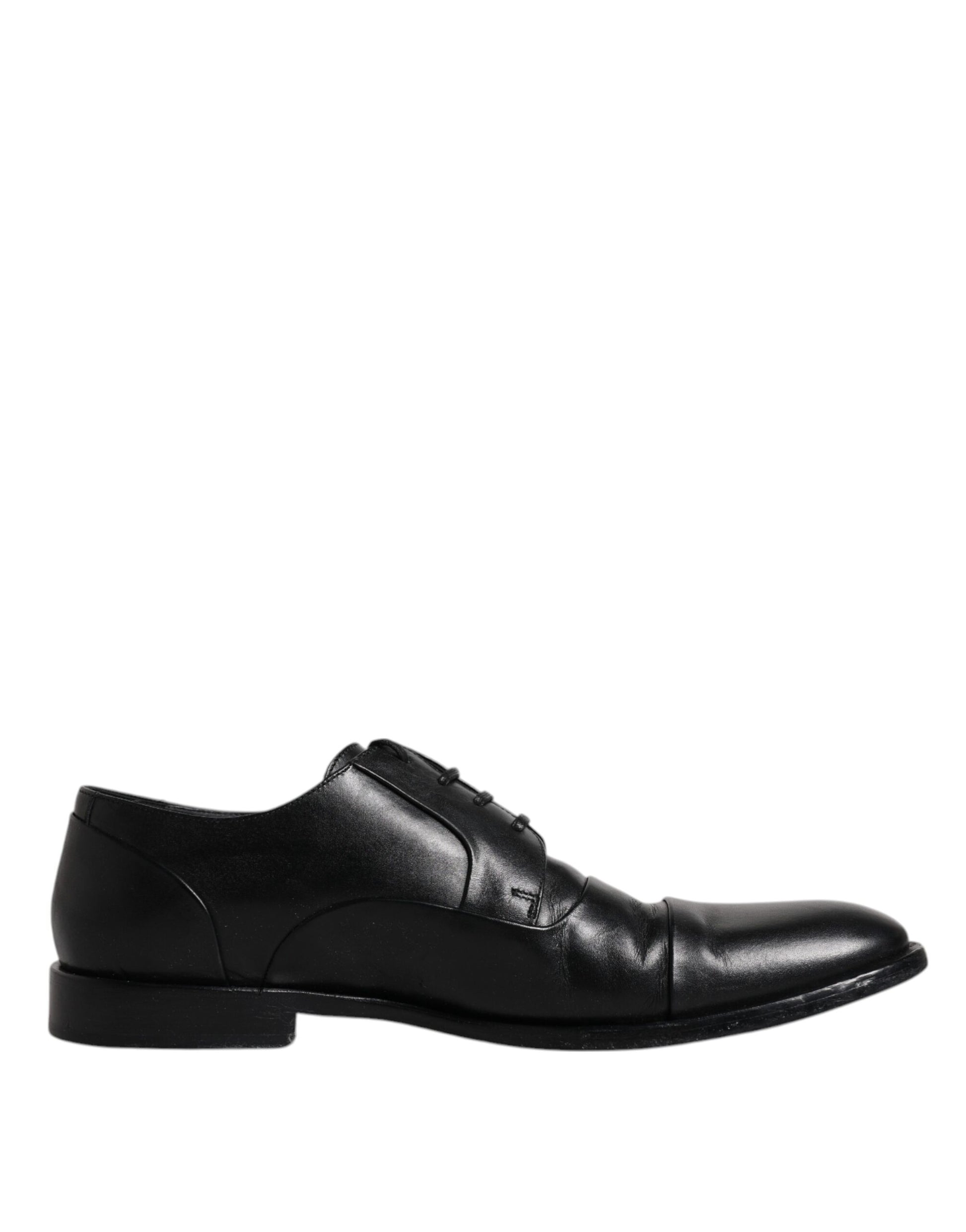 Dolce & Gabbana Black Leather Lace Up Men Derby Formal Shoes by Dolce & Gabbana