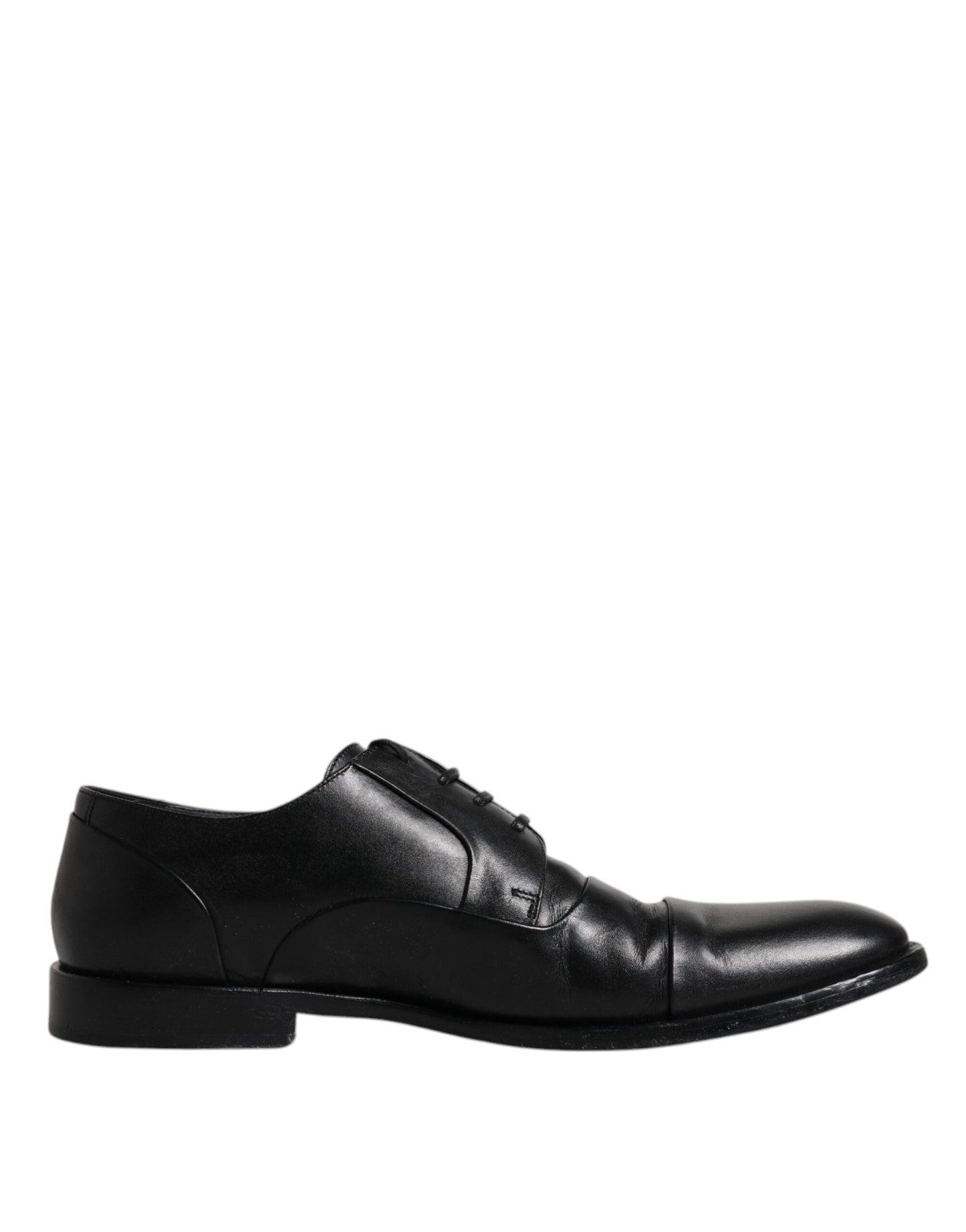 Dolce & Gabbana Black Leather Lace Up Men Derby Formal Shoes by Dolce & Gabbana