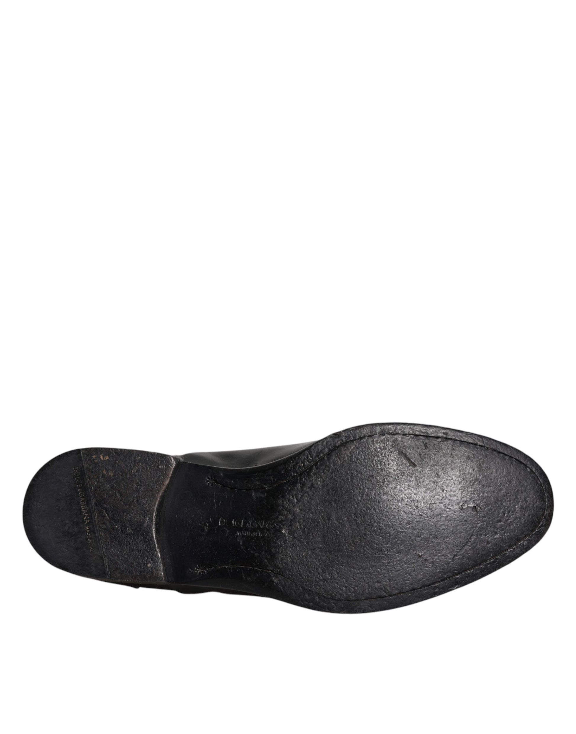 Dolce & Gabbana Black Leather Lace Up Men Derby Formal Shoes by Dolce & Gabbana