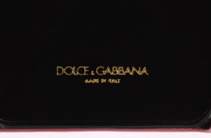 Coque de téléphone Dolce &amp; Gabbana Chic en cuir rose ornée de cœurs