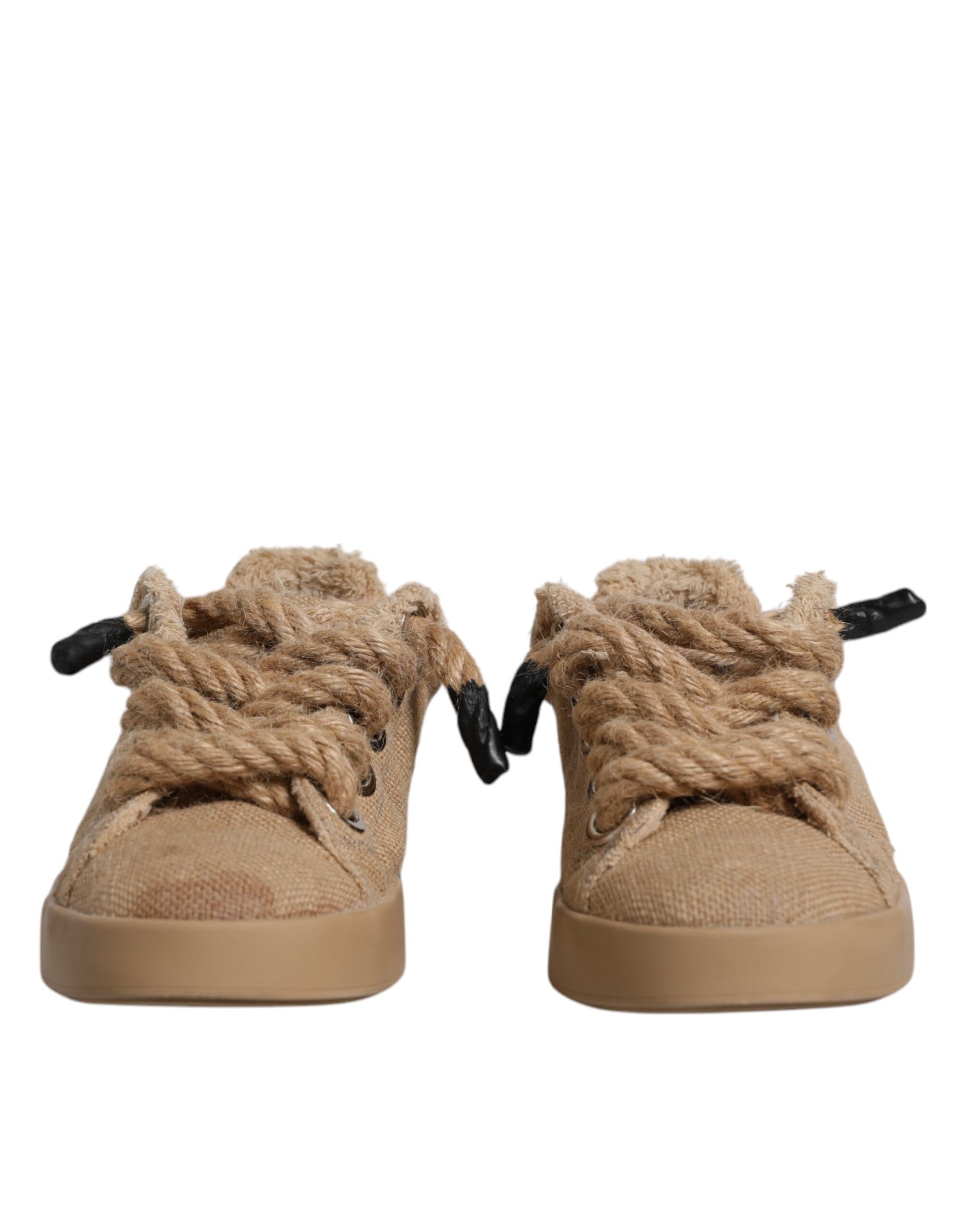 Dolce & Gabbana Brown Jute Fabric Low Top Men Sneakers Shoes by Dolce & Gabbana