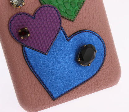 Coque iPhone en cuir rose Dolce &amp; Gabbana Chic avec cristaux