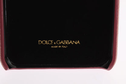 Coque iPhone en cuir rose Dolce &amp; Gabbana Chic avec cristaux