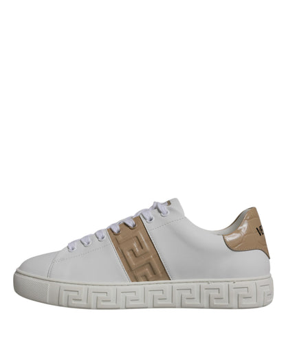 Baskets basses Versace en TPU à imprimé Greca blanc et marron pour homme