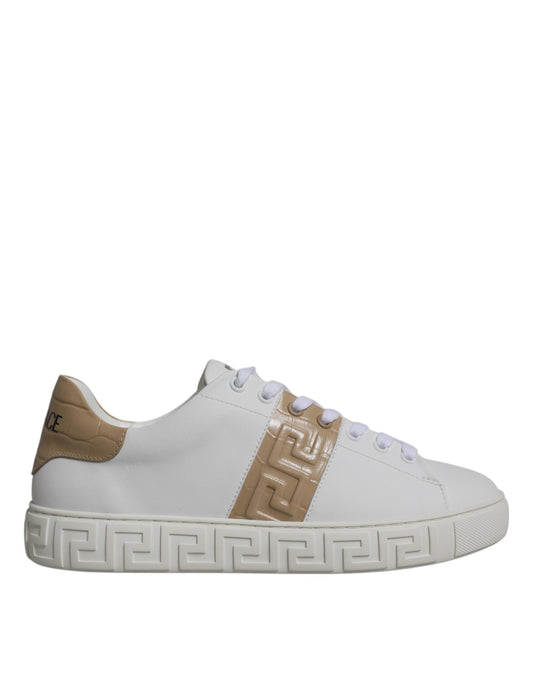 Baskets basses Versace en TPU à imprimé Greca blanc et marron pour homme