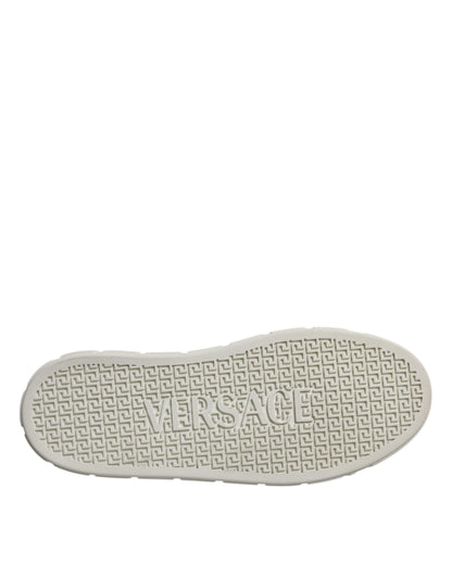 Baskets basses Versace en TPU à imprimé Greca blanc et marron pour homme