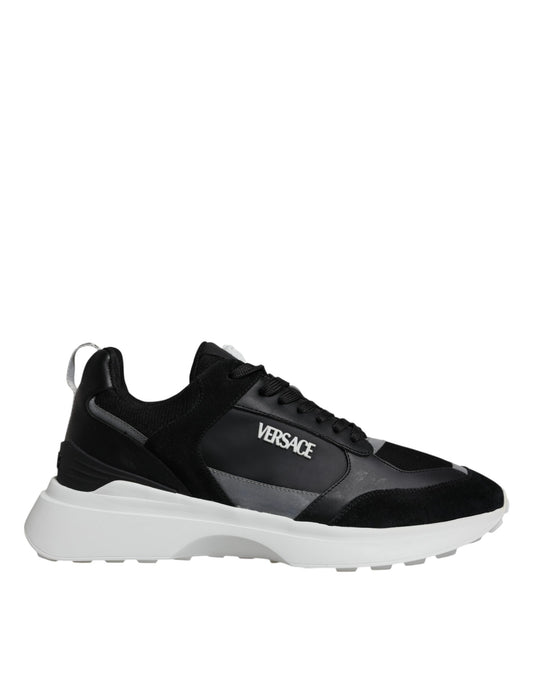 Baskets basses Versace en toile noire Quad Fabric Medusa