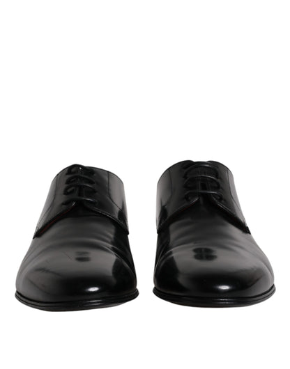 Chaussures Derby habillées à lacets en cuir noir Dolce &amp; Gabbana pour homme