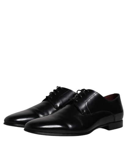 Chaussures Derby habillées à lacets en cuir noir Dolce &amp; Gabbana pour homme