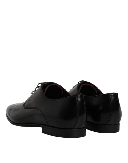 Chaussures Derby habillées à lacets en cuir noir Dolce &amp; Gabbana pour homme