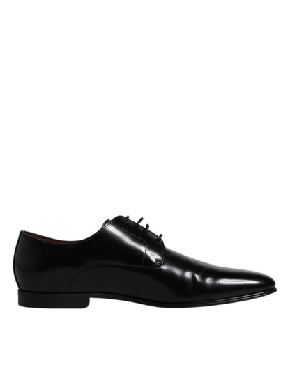 Chaussures Derby habillées à lacets en cuir noir Dolce &amp; Gabbana pour homme