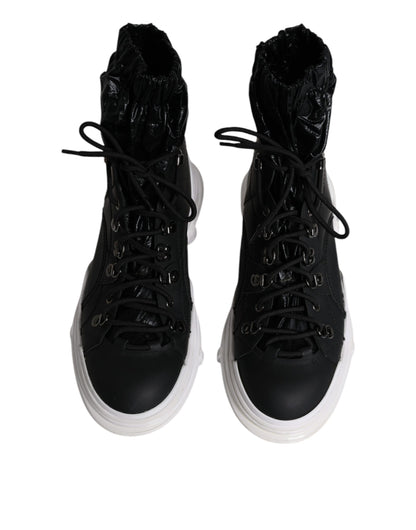 Dolce & Gabbana Black Nylon Galileo High Top Sneakers Shoes by Dolce & Gabbana