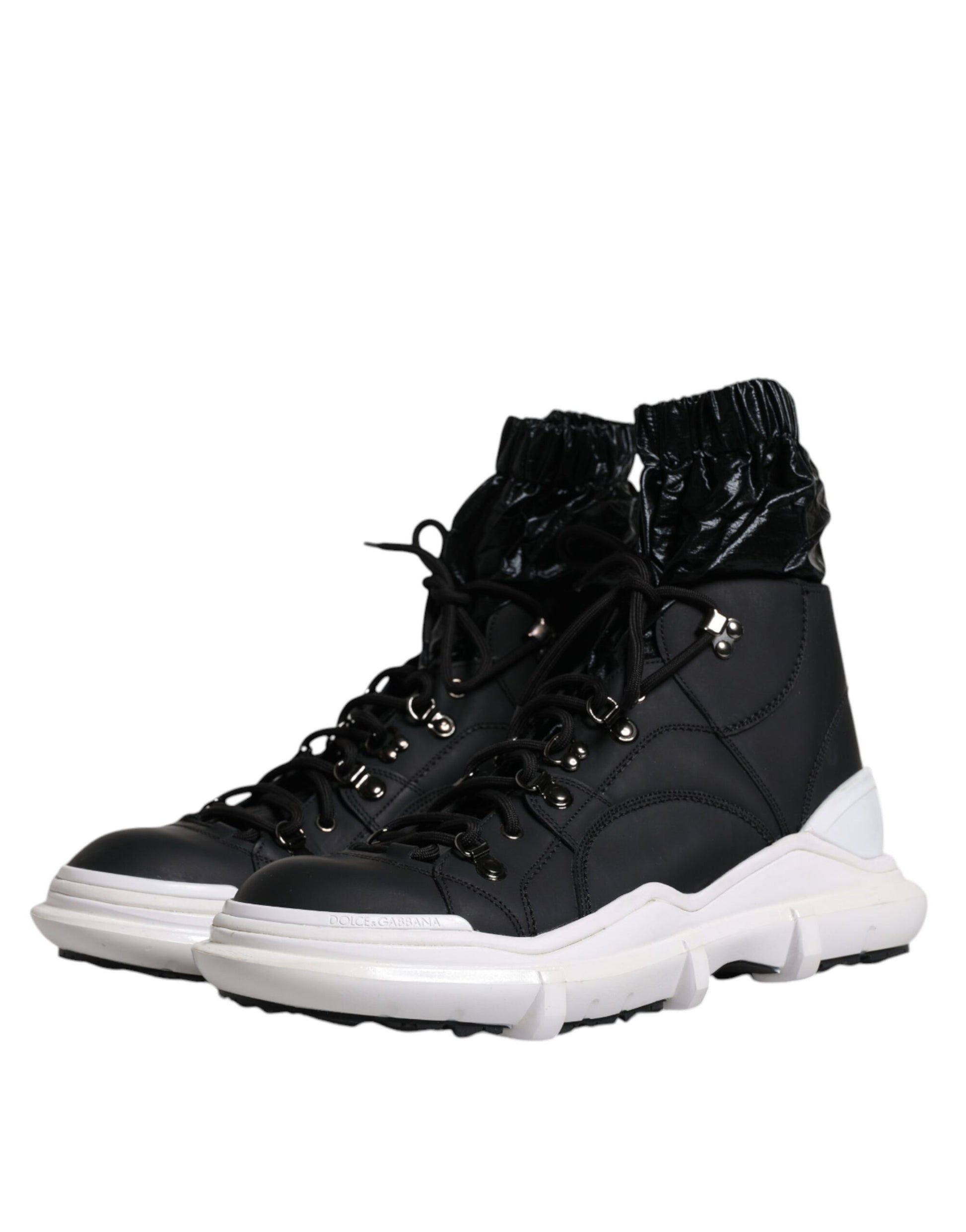 Dolce & Gabbana Black Nylon Galileo High Top Sneakers Shoes by Dolce & Gabbana