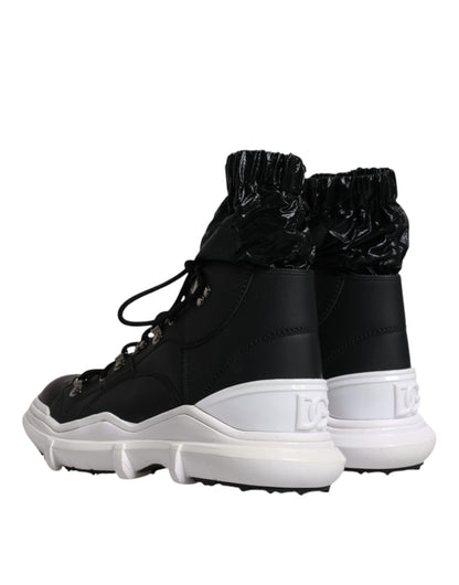 Dolce & Gabbana Black Nylon Galileo High Top Sneakers Shoes by Dolce & Gabbana