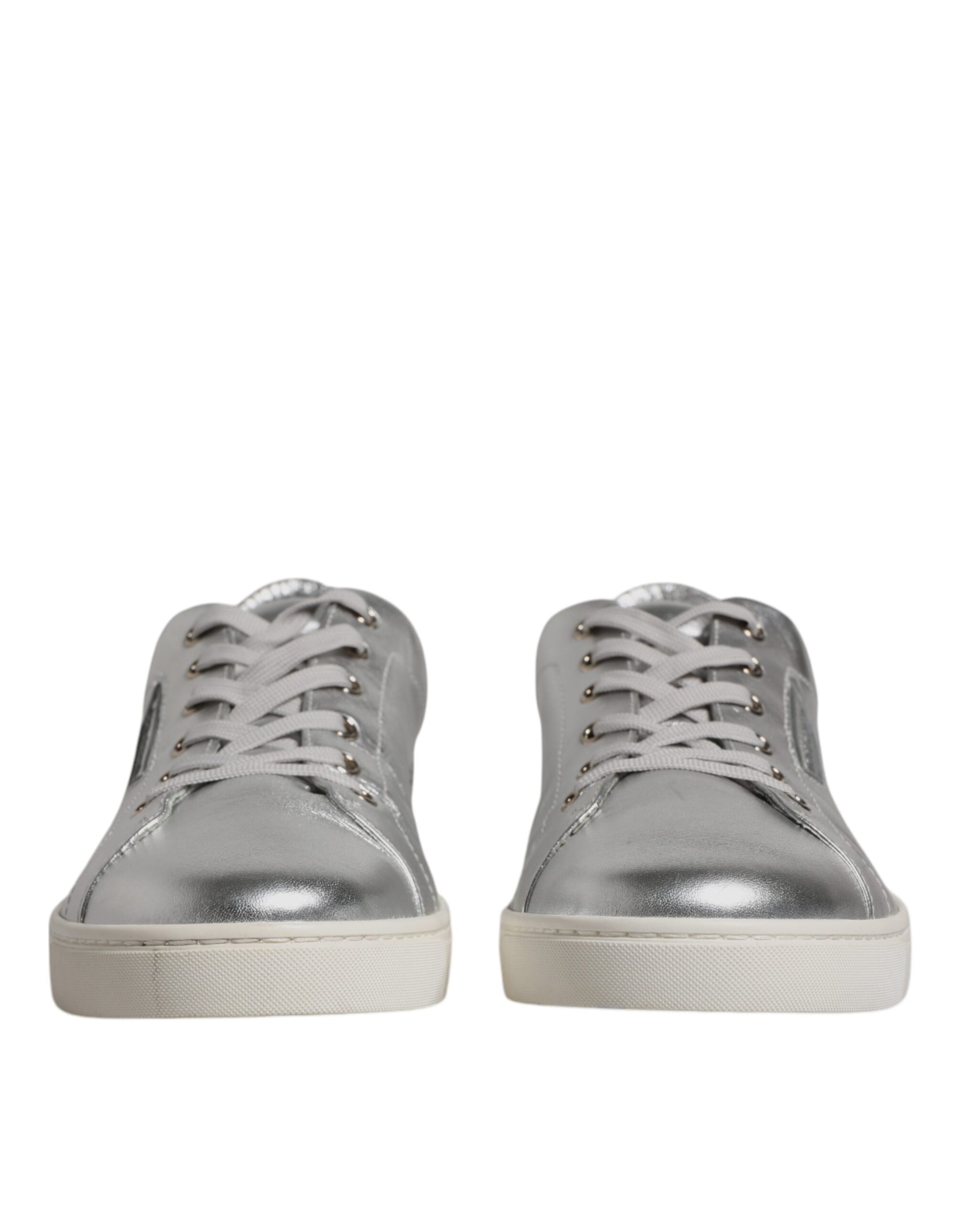 Dolce & Gabbana Silver London Low Top Leather Sneakers Shoes by Dolce & Gabbana