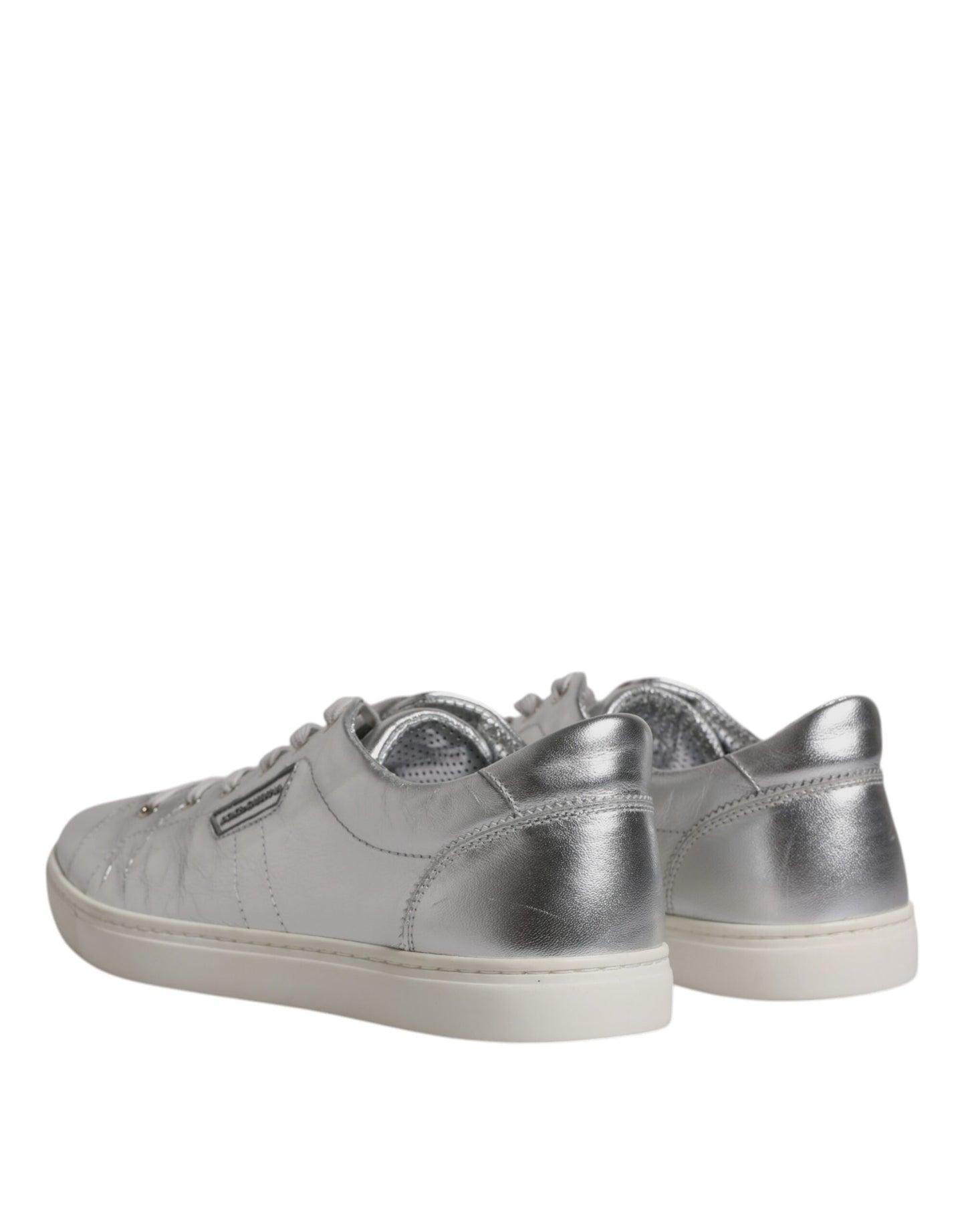 Dolce & Gabbana Silver London Low Top Leather Sneakers Shoes by Dolce & Gabbana