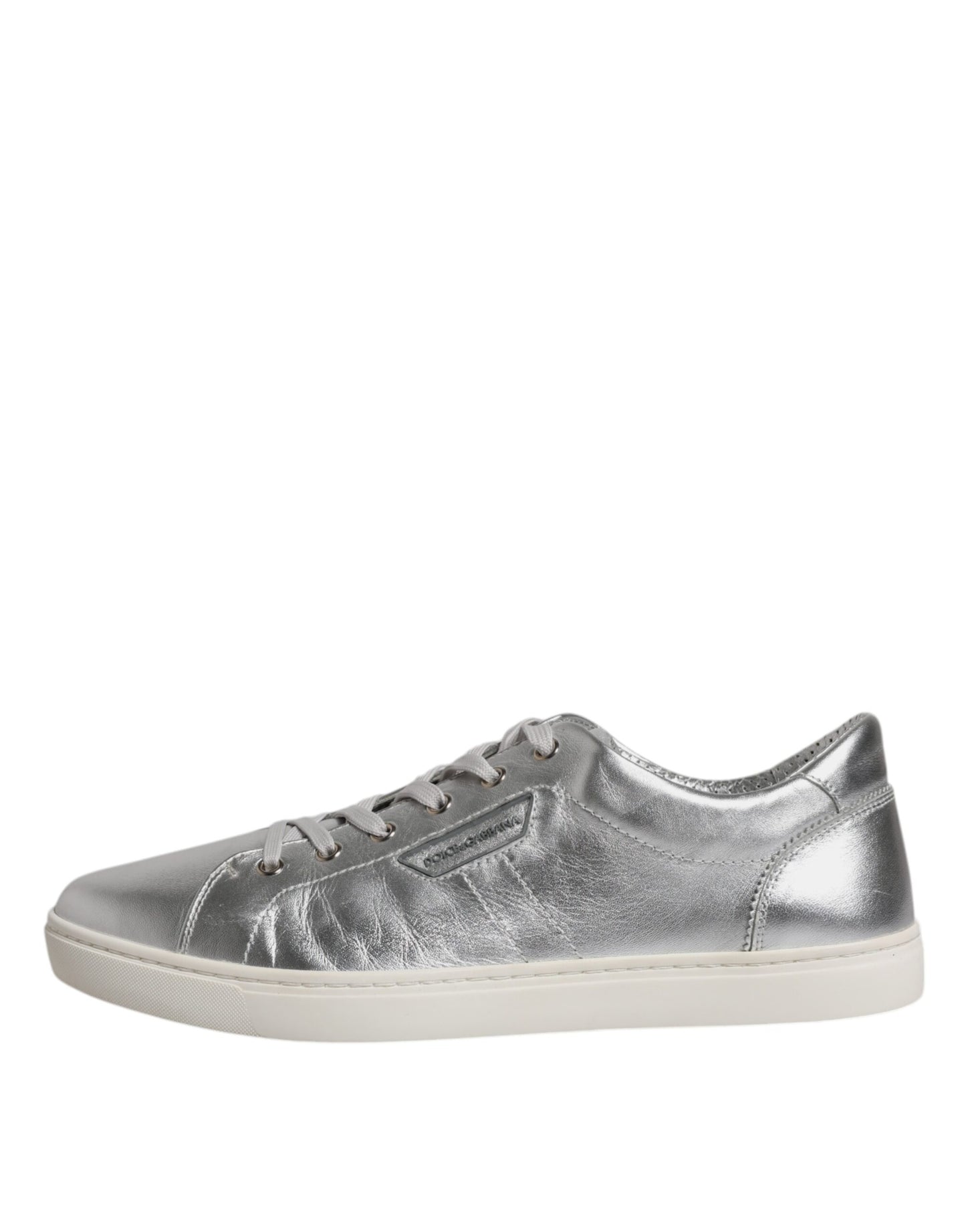 Dolce & Gabbana Silver London Low Top Leather Sneakers Shoes by Dolce & Gabbana