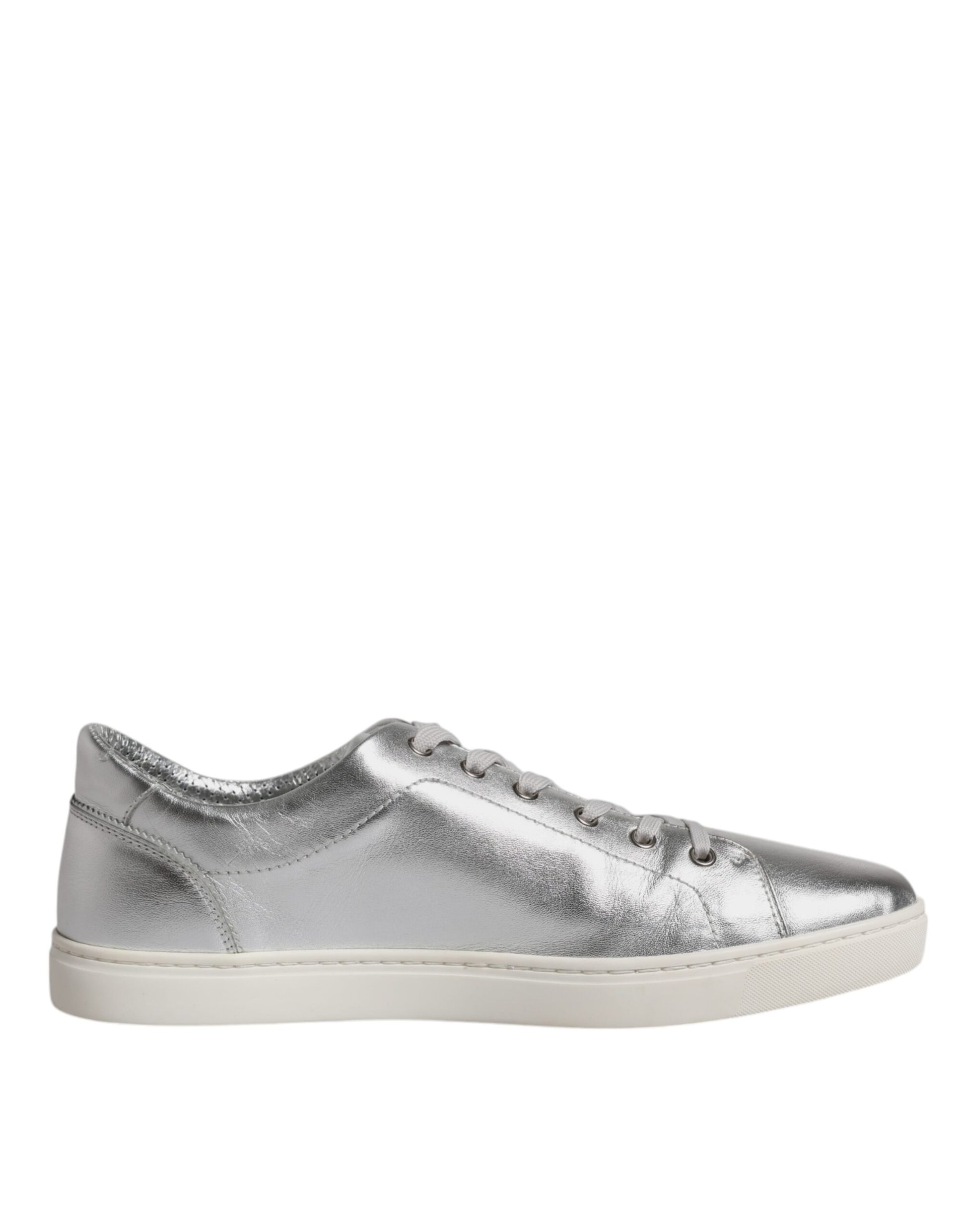 Dolce & Gabbana Silver London Low Top Leather Sneakers Shoes by Dolce & Gabbana