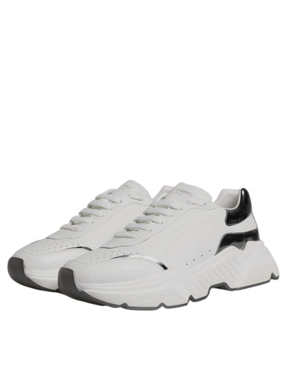 Dolce & Gabbana White Silver DAYMASTER Leather Sneakers Shoes by Dolce & Gabbana