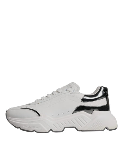 Dolce & Gabbana White Silver DAYMASTER Leather Sneakers Shoes by Dolce & Gabbana