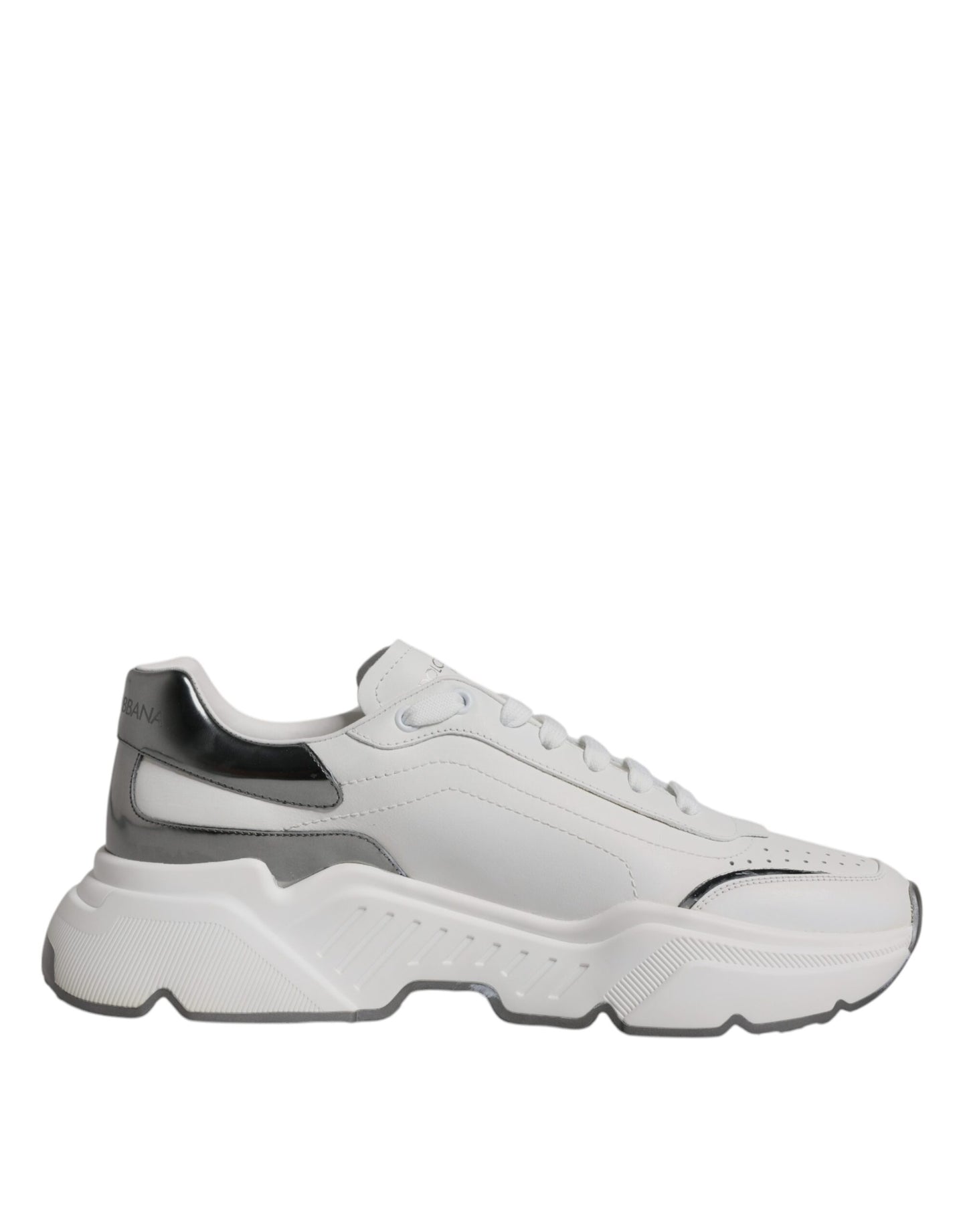Dolce & Gabbana White Silver DAYMASTER Leather Sneakers Shoes by Dolce & Gabbana