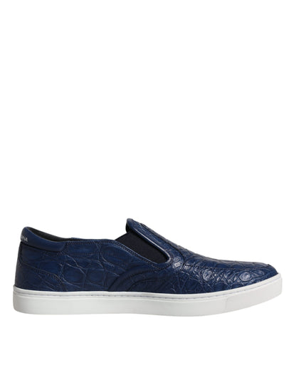 Dolce & Gabbana Blue Croc Exotic Leather Men Sneakers Shoes by Dolce & Gabbana