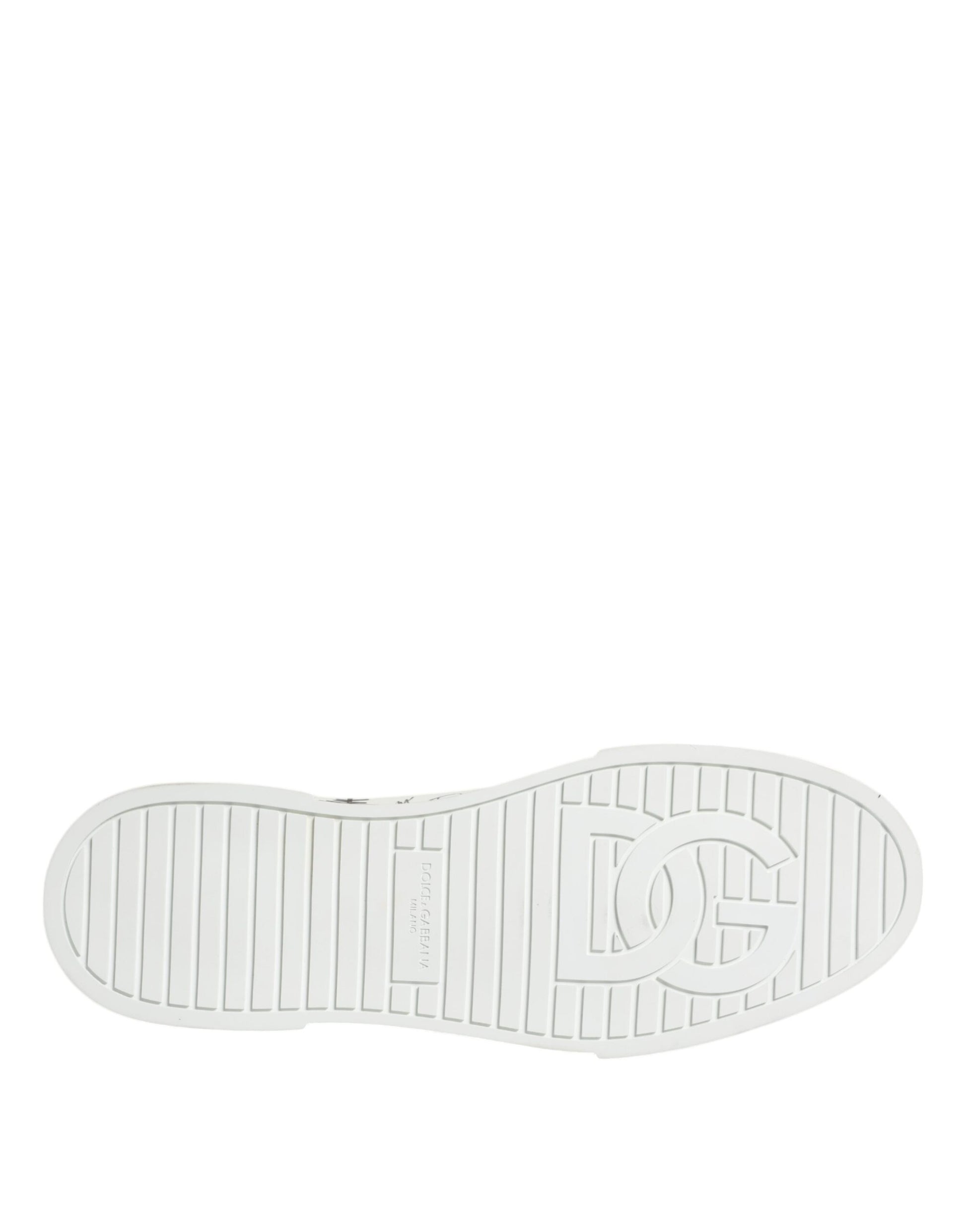 Dolce & Gabbana White Cotton Graffiti High Top Sneaker Shoes by Dolce & Gabbana