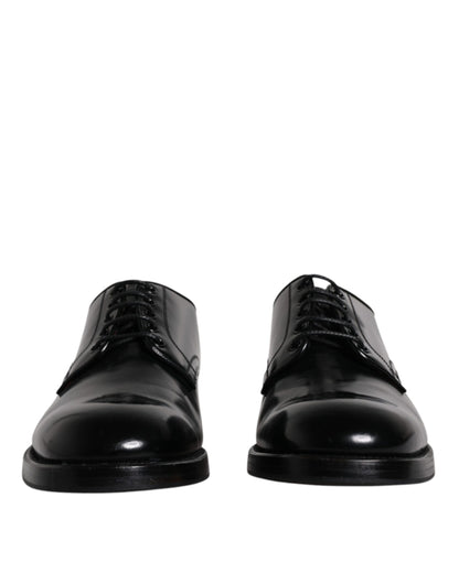 Chaussures Derby habillées à lacets en cuir noir Dolce &amp; Gabbana pour homme