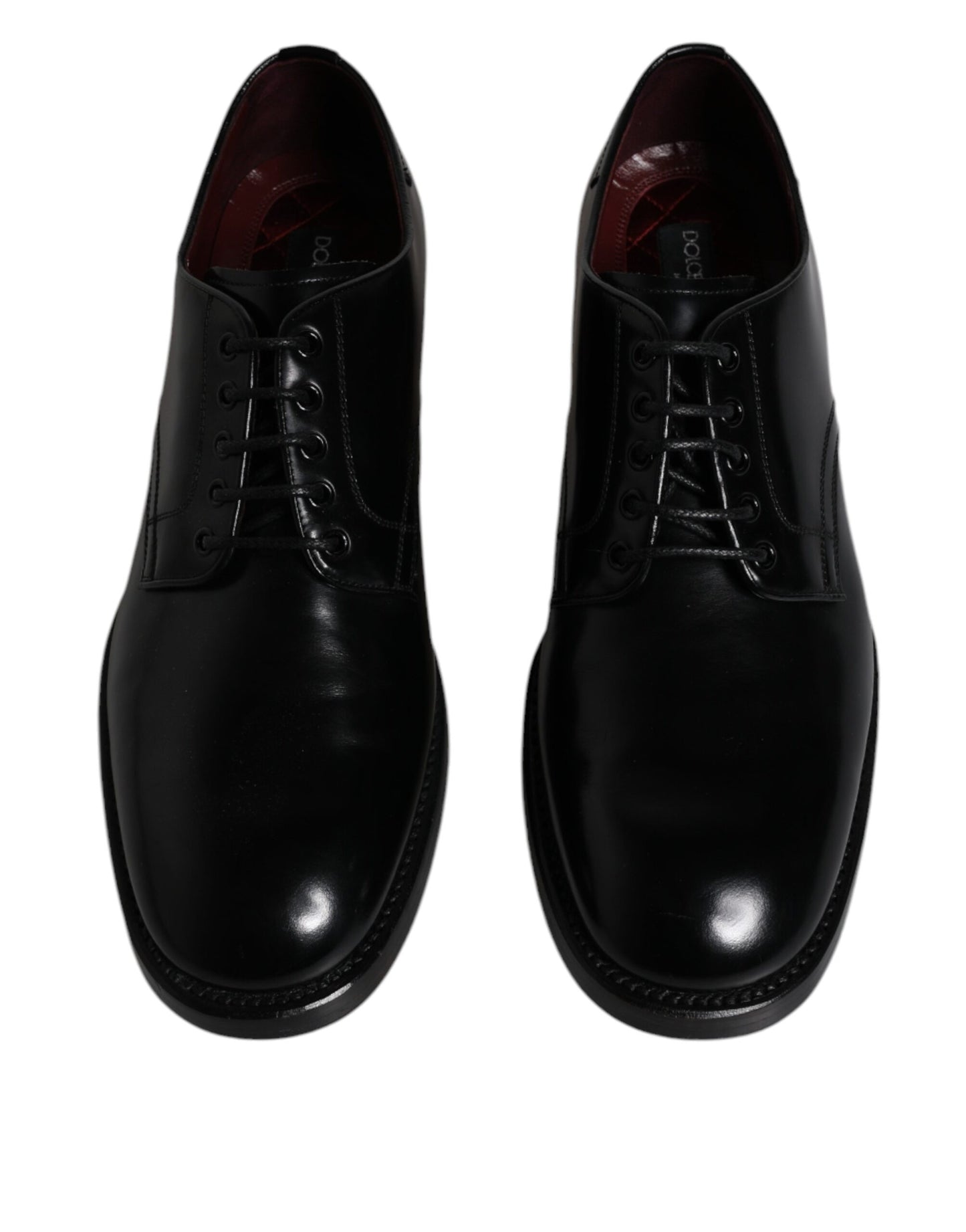 Chaussures Derby habillées à lacets en cuir noir Dolce &amp; Gabbana pour homme