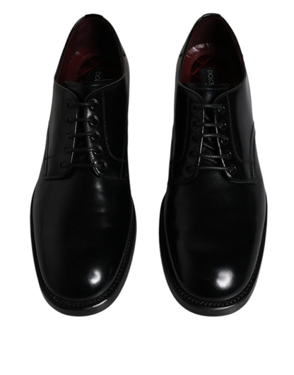 Chaussures Derby habillées à lacets en cuir noir Dolce &amp; Gabbana pour homme